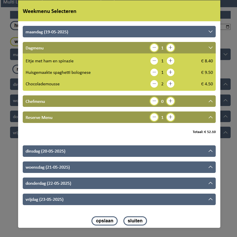 Een afbeelding waarin we het keuzemenu te zien krijgen.